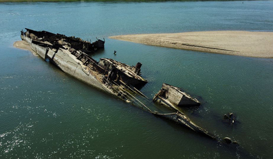 Wreckage of a World War Two German warship